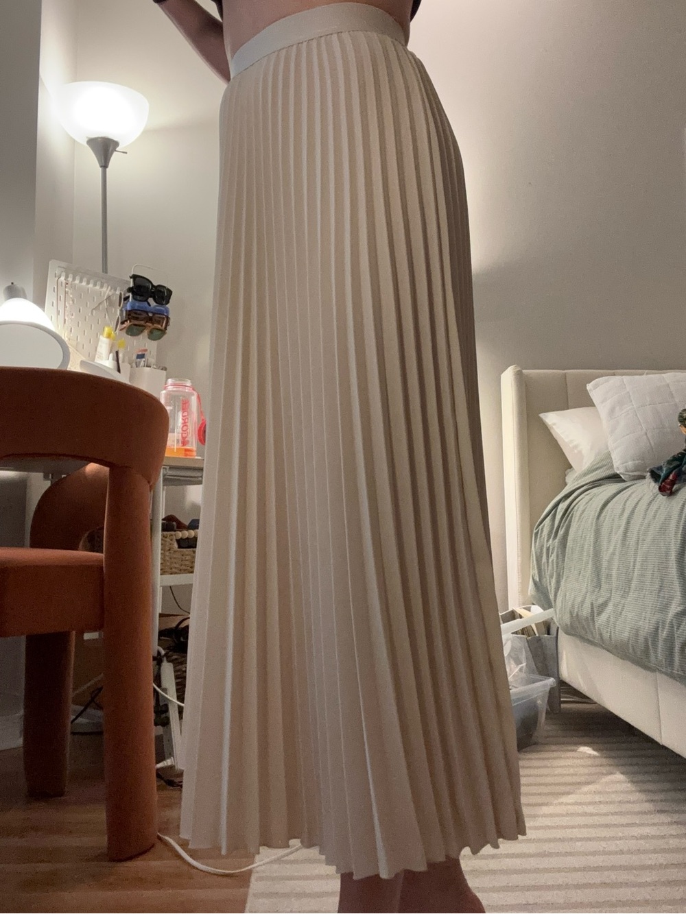 H&M Cream Pleated Maxi Skirt